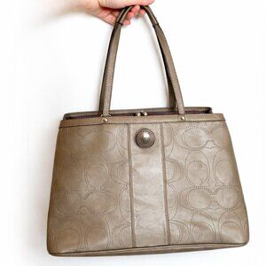 AUTHENTIC Coach Stitched Signature C Kiss-Lock Carryall Leather bag